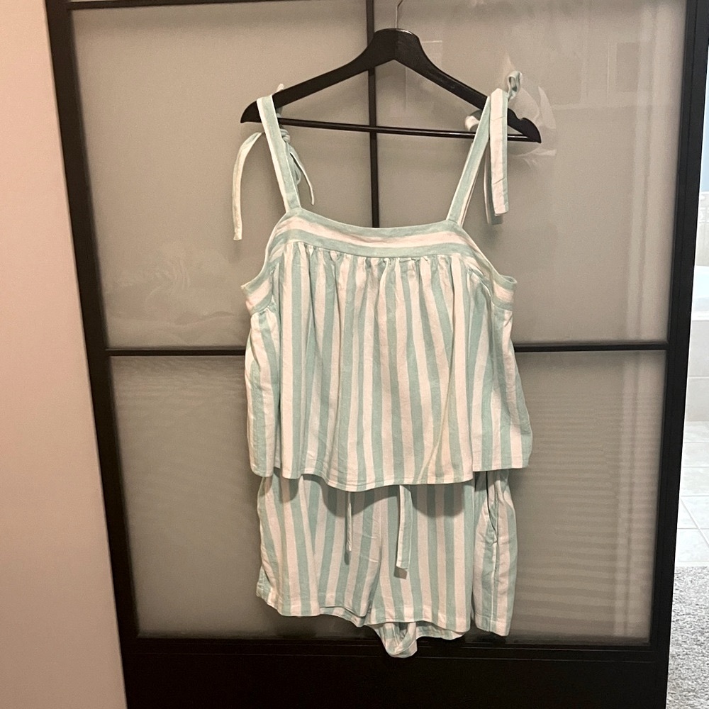 Stoney Clover Lane Mint Green Striped Women's Shorts & tank top set